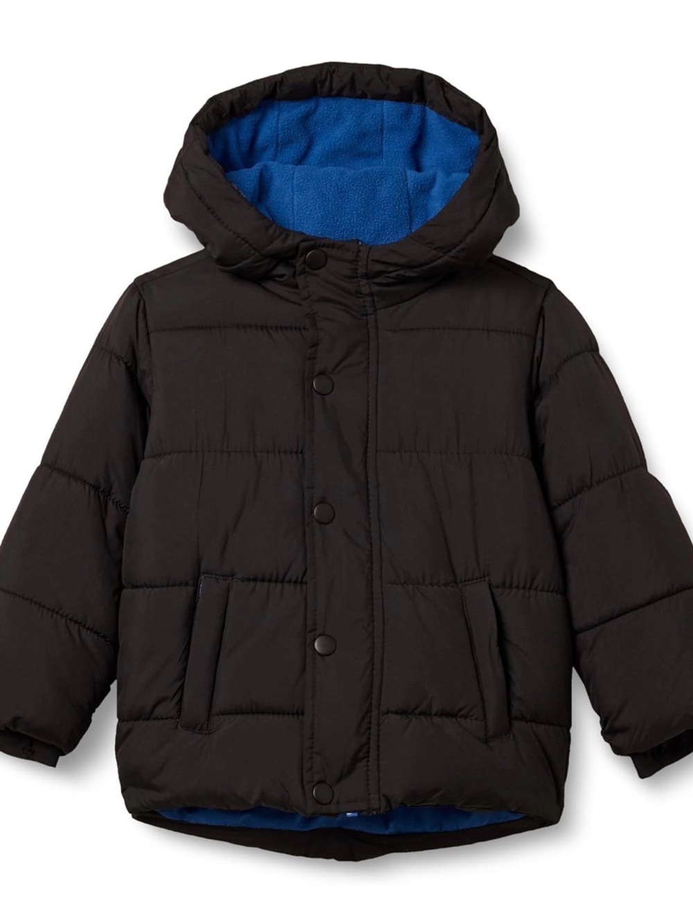 Amazon Essentials Kids Black Puffer Jacket with Blue Lining
